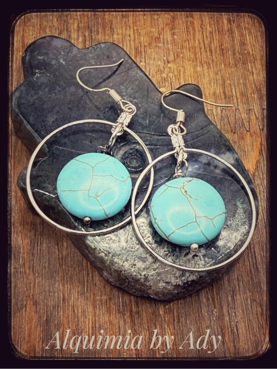 Alquimia Jewelry - Turquoise and silver long dangle earrings/protection and peace crystal